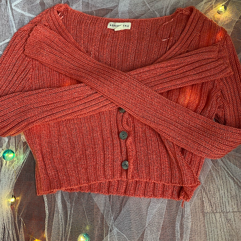 Areopostale Coral crop Cardigan